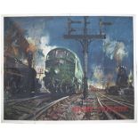 Poster BR(M) NIGHT FREIGHT by Terence Cuneo. Quad Royal 50in x 40in. In good condition with some