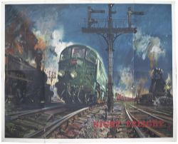 Poster BR(M) NIGHT FREIGHT by Terence Cuneo. Quad Royal 50in x 40in. In good condition with some
