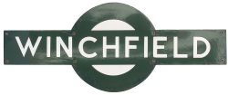 Southern Railway enamel target station sign WINCHFIELD from the former London & South Western