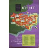 Poster BR(S) KENT SERVED BY FAST AND FREQUENT TRAINS by Reginald Lander. Double Royal 25in x 40in.