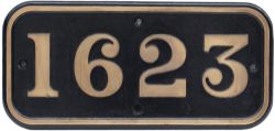 BR-W Brass cabside numberplate 1623 ex Hawksworth 0-6-0 PT built in 1950 at Swindon. Allocated to
