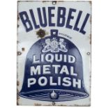 Advertising enamel sign BLUEBELL LIQUID METAL POLISH. In good condition with minor edge chipping and