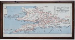 Carriage Print DIAGRAM MAP OF THE GREAT WESTERN RAILWAY. Shows routes, principal stations,