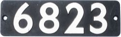 Smokebox numberplate 6823 ex Oakley Grange see previous lots. Face Restored.