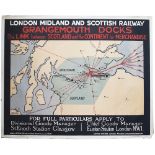 Poster LMS GRANGEMOUTH DOCKS THE LINK BETWEEN SCOTLAND AND THE CONTINENT FOR MERCHANDISE. Quad Royal