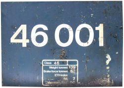 Diesel locomotive flamecut cabside panel 46001 ex British Railways Diesel originally numbered D138