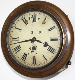 London and South Western Railway 8 inch dial mahogany cased fusee clock supplied to the LSWR in 1898