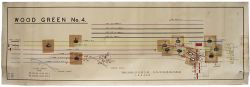 BR(E) signal box diagram WOOD GREEN No4 showing From London To Hatfield, dated January 1954. Full