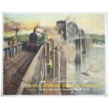 Poster BR(W) ROYAL ALBERT BRIDGE SALTASH CENTENARY 1859-1959 by Terence Cuneo. Quad Royal 40in x