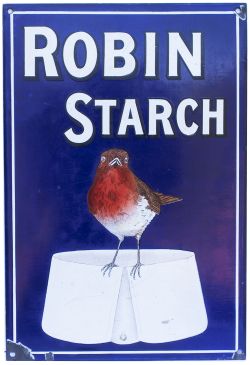 Advertising enamel sign ROBIN STARCH. In very good condition with minor damage to three corners
