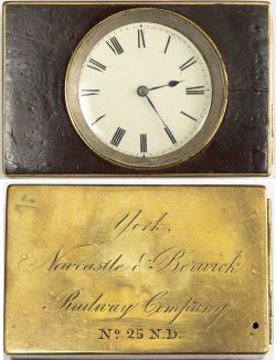York, Newcastle & Berwick Railway Guards Watch No. 27 N.D. in a brass bound rectangular rosewood