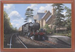 Original painting of GWR 4409 at Much Wenlock Station in 1949 on a local Craven Arms to Wellington