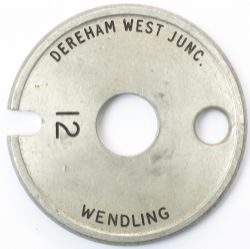 Tyers No6 aluminium single line tablet DEREHAM WEST JUNC - WENDLING. From the former GER section.