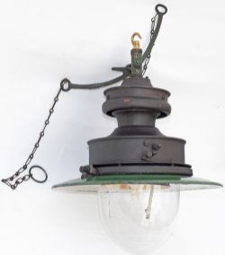 Southern Railway medium size Sugg platform gas lamp complete with chains and glass globe and
