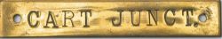 Glasgow & South Western Railway signal box shelfplate CART JUNCT. Hand stamped brass in ex box