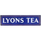 Advertising enamel sign LYONS TEA. In good condition with a few small areas of restoration. Measures