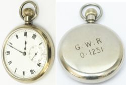 Great Western Railway post grouping nickel cased pocket watch No 0.1251. With a Swiss made 7 jewel