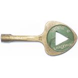 BR-S Tyers No9 single line bronze key token HALWILL JC - LAUNCESTON. From the former London &