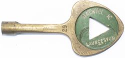 BR-S Tyers No9 single line bronze key token HALWILL JC - LAUNCESTON. From the former London &