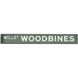 Advertising enamel sign WILL'S WOODBINES. Flanged enamel in very good condition with minor chipping.