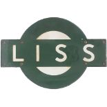 Southern Railway enamel target station sign LISS from the former London and South Western Railway