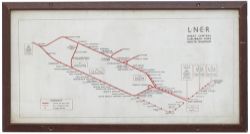Carriage print L.N.E.R. GREAT CENTRAL SUBURBAN LINES ROUTE DIAGRAM showing the lines from Marylebone