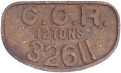Great Central Railway wagon D plate G.C.R. 12 TONS 32611 from a 6 plank coal wagon. In as removed
