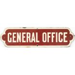 North Eastern Railway enamel doorplate GENERAL OFFICE. In very good condition with minor chipping,