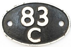 Shedplate 83C Exeter 1949 to October 1963. This ex GWR shed had an allocation of 35 locos during the