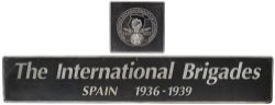 Nameplate and Badge. THE INTERNATIONAL BRIGADE SPAIN 1936-1939 ex British Railways class 90 electric