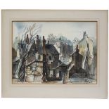 Original 1949 watercolour artwork ABRIDGE VILLAGE, ESSEX by carriage print artist Alan Gray for