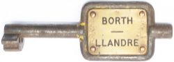GWR Steel and Brass Single Line Key Token BORTH - LLANDRE. Ex GWR (Cambrian) section between Dovey