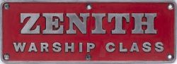 Nameplate ZENITH ex British Railways diesel Hydraulic Warship Class 42 built at Swindon in 1961