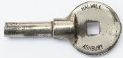 BR-S Tyers No9 single line chromed steel key token HALWILL - ASHBURY. From the former London & South