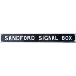 Great Western Railway cast iron Signal Box Board SANDFORD SIGNAL BOX from the former GWR box just