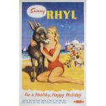 Poster BR(M) SUNNY RHYL FOR A HEALTHY HAPPY HOLIDAY. Double Royal 25in x 40in. In excellent