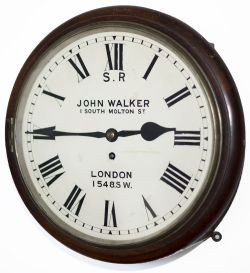 London and South Western Railway 12 inch dial mahogany cased English fusee railway clock with a cast