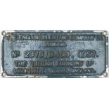 Worksplate THE ENGLISH ELECTRIC COMPANY LTD LONDON THE VULCAN FOUNDRY LTD LOCOMOTIVE WORKS ENGLAND