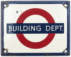 London Transport enamel doorplate BUILDING DEPT. In very good condition with minor chipping around