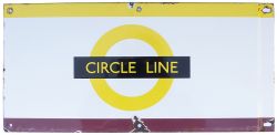 London Underground enamel station frieze sign CIRCLE LINE. In good condition with minor chipping,