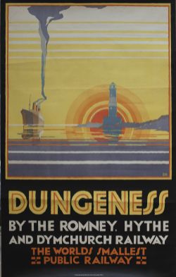 Romney Hythe & Dymchurch Poster DUNGENESS BY THE ROMNEY HYTHE & DYMCHURCH RAILWAY WORLD'S SMALLEST