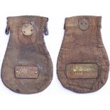 A pair of leather BR Cash Bags one brass plated WOODHAM FERRERS TO WIXFORD and the other