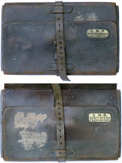 Great Western Railway leather document bag brass plated on the front G.W.R. SUPERINTENDENT