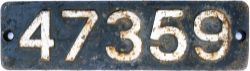 Smokebox numberplate 47359 ex LMS Fowler 0-6-0 T built by the North British Locomotive Company in
