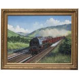 Original oil painting by Malcolm Root of LMS Coronation 46256 SIR WILLIAM A. STANIER F.R.S.