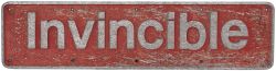 Nameplate INVINCIBLE ex British Railways Diesel class 50 built by English Electric in 1968 as