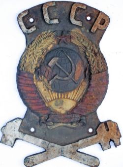 CCCP (Soviet Union) cast iron locomotive cabside plate as fitted onto the cabsides of Russian