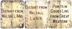 Three Midland Railway brass signal lever description plates; POINTS IN GOODS LINE FROM GREAT