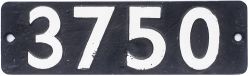 Smokebox numberplate 3750 ex GWR Collett 0-6-0 PT built at Swindon in 1937. Allocated to Southall