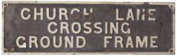 Great Western Railway cast iron signal box board CHURCH LANE CROSSING GROUND FRAME. From the